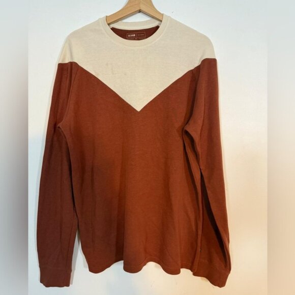 DJAB by Simons Long Sleeve Organic Cotton Shirt - Size L - Two-Tone Rust & Cream - Picture 2 of 8